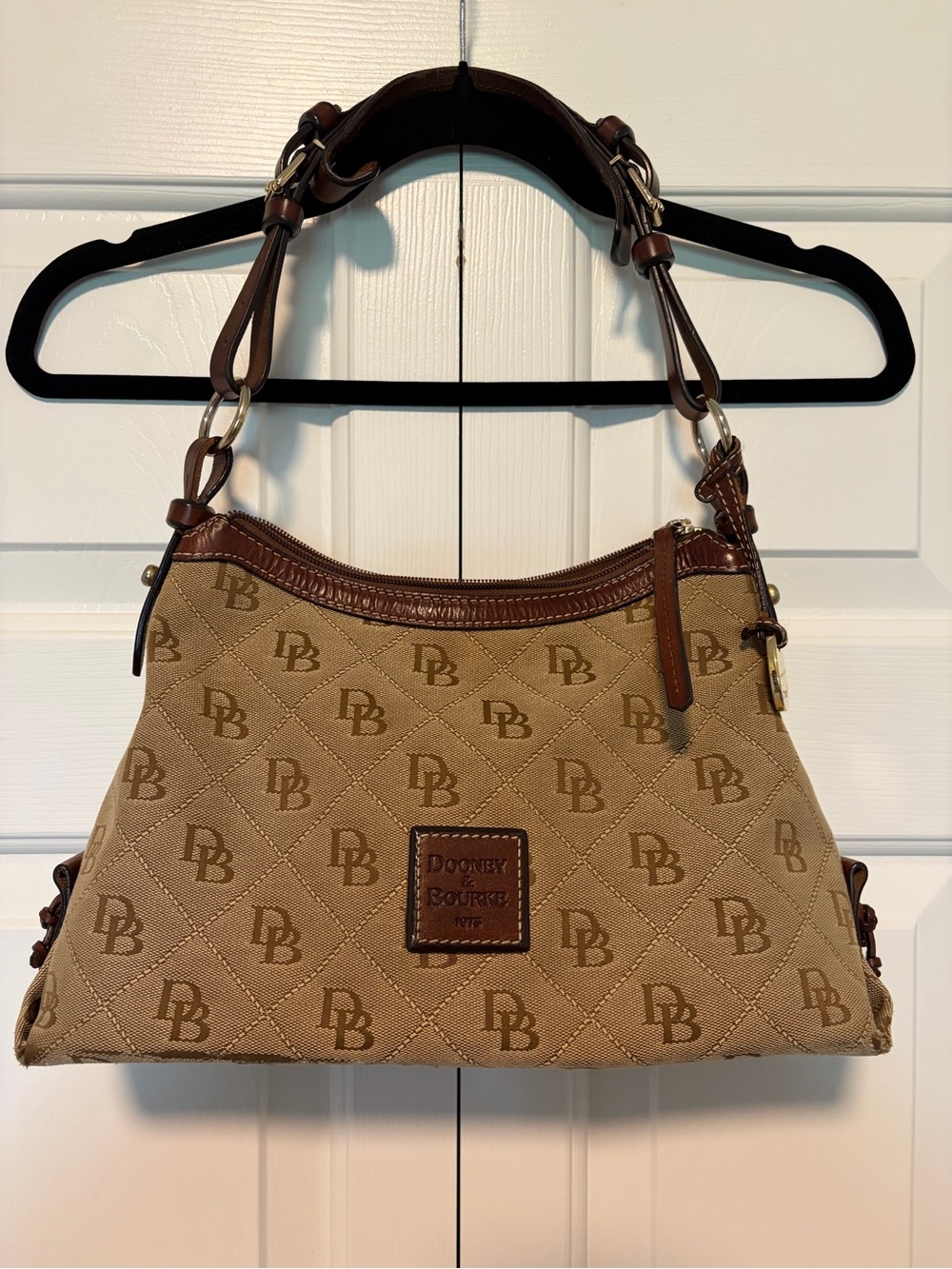 Vintage Dooney & Bourke Brown Monogrammed Leather Purse